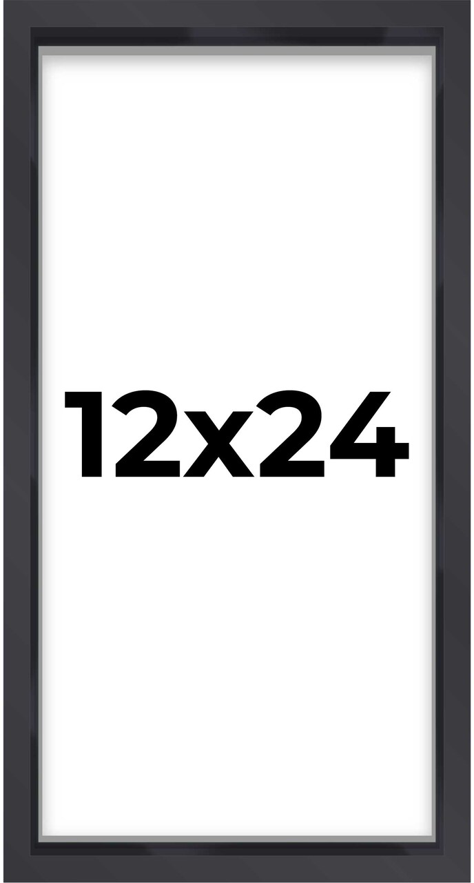 Panoramic Shadow Box 3/4" Depth Black Picture Frame - UV Acrylic, Backing, Hanging Hardware